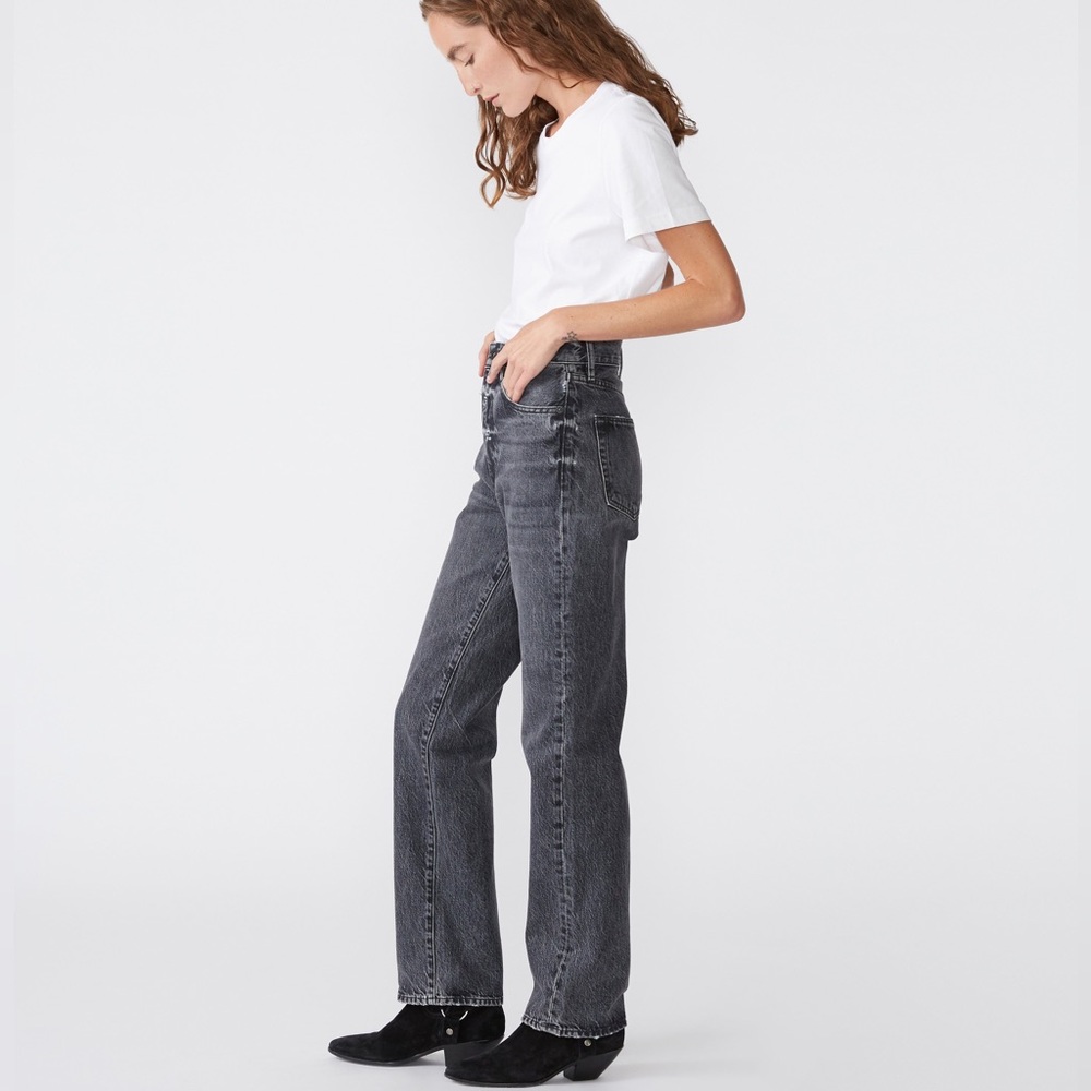 SLVRLAKE London Women's Straight Leg Jeans - Dark Gray. Size 26